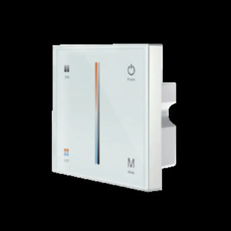 Wall-mounted touch panel with a brightness and color temperature slider